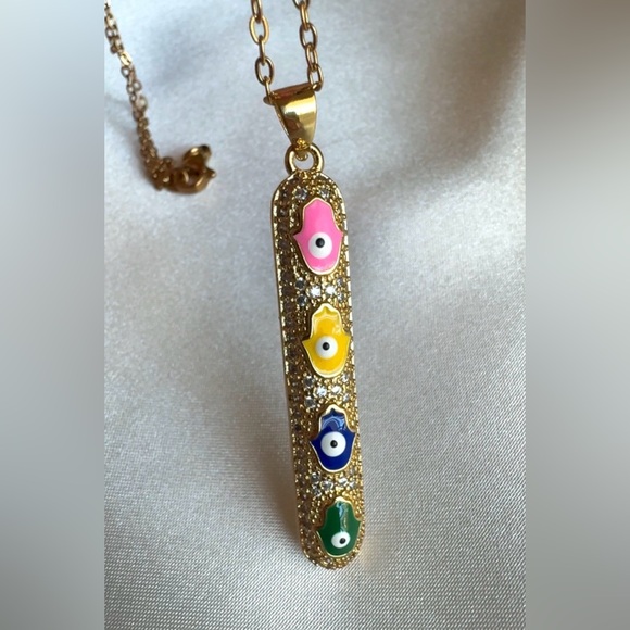 Multicolor Hamsa Pendant Necklace - Picture 3 of 6